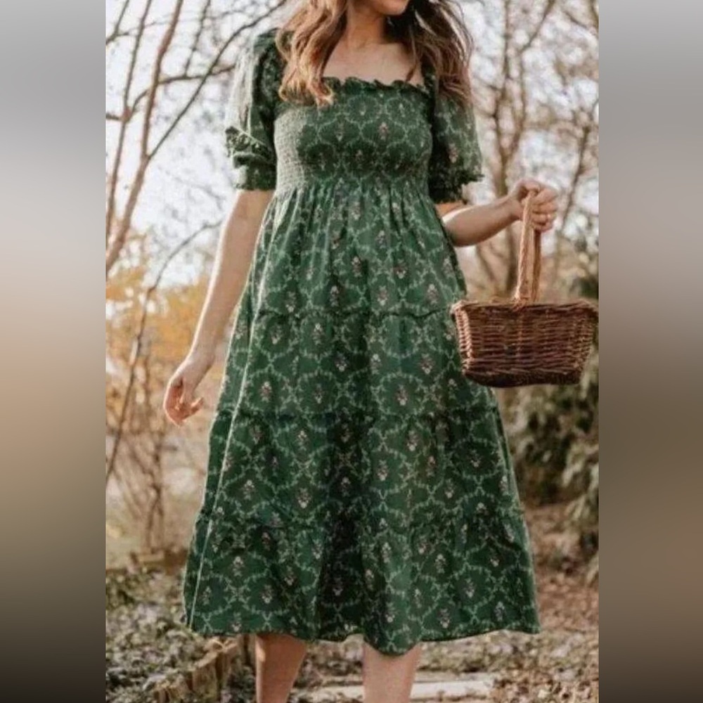Hill House Home Nesli Nap Dress Emerald Trellis Green Size
XS